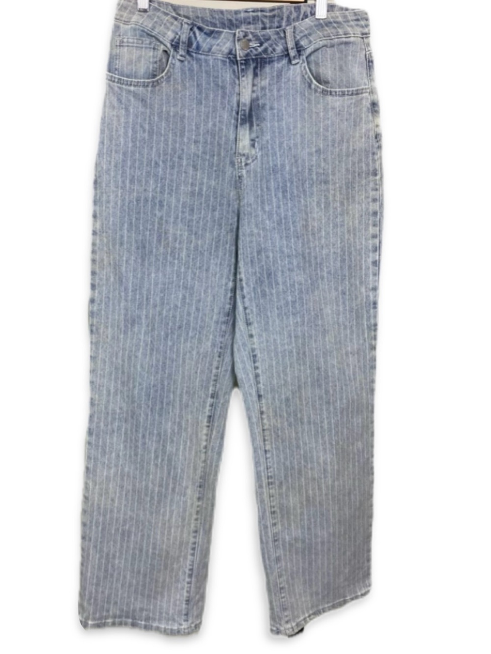 Missguided Light Blue Pinstripe Jeans Straight Leg Jeans Relaxed Denim 30 - Picture 11 of 13